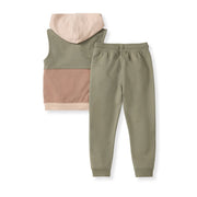 Sleeveless Color Blocked Infant Sweatshirt Set